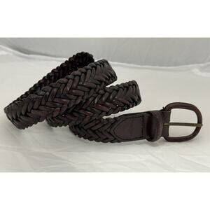 Brown Woven Leather Golf Casual Belt Mens Size 34 Leather Buckle Dockers
